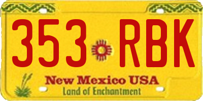 NM license plate 353RBK