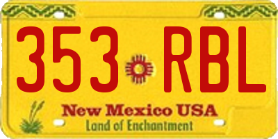 NM license plate 353RBL