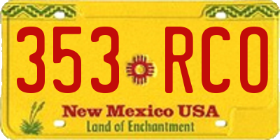 NM license plate 353RCO