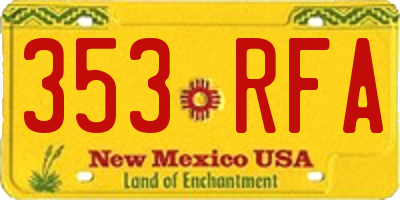 NM license plate 353RFA