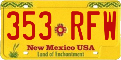 NM license plate 353RFW