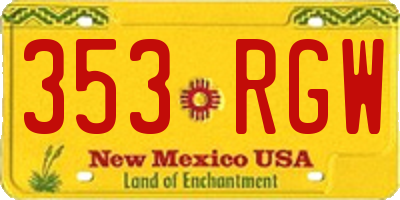NM license plate 353RGW