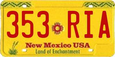NM license plate 353RIA