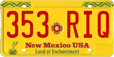 NM license plate 353RIQ