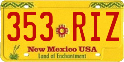 NM license plate 353RIZ