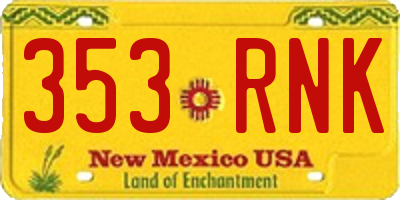 NM license plate 353RNK