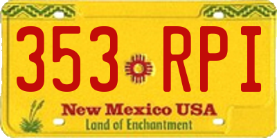 NM license plate 353RPI