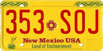 NM license plate 353SOJ