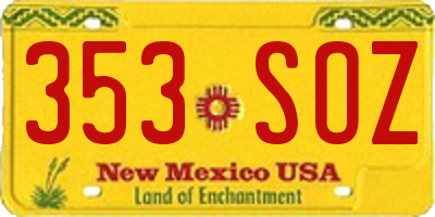 NM license plate 353SOZ
