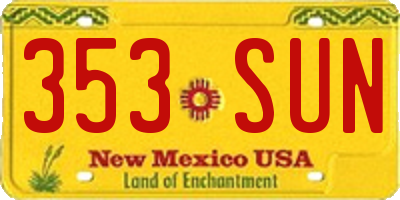 NM license plate 353SUN