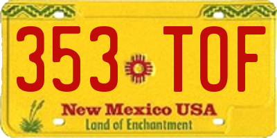 NM license plate 353TOF