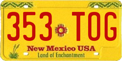 NM license plate 353TOG