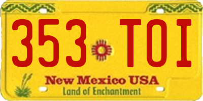 NM license plate 353TOI