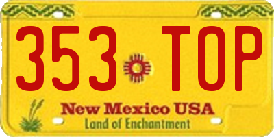 NM license plate 353TOP