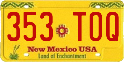 NM license plate 353TOQ