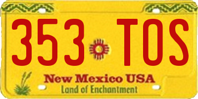 NM license plate 353TOS