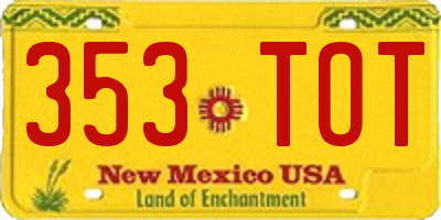NM license plate 353TOT