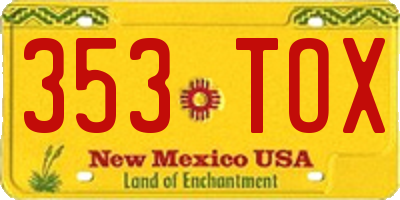 NM license plate 353TOX