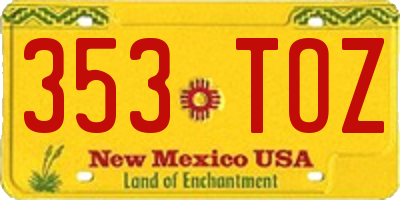 NM license plate 353TOZ