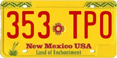 NM license plate 353TPO