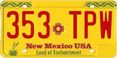 NM license plate 353TPW