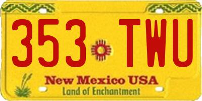 NM license plate 353TWU