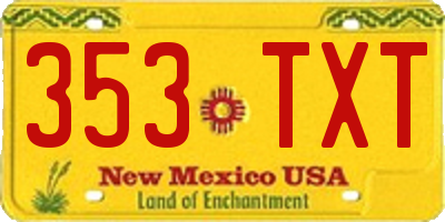 NM license plate 353TXT