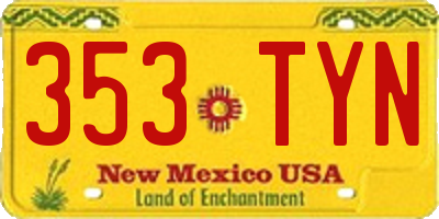 NM license plate 353TYN