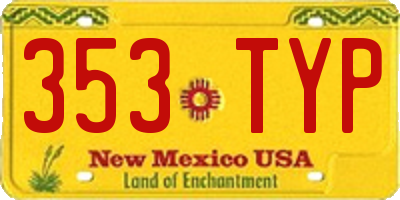 NM license plate 353TYP