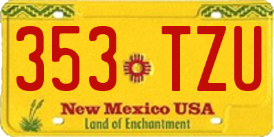 NM license plate 353TZU