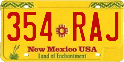 NM license plate 354RAJ