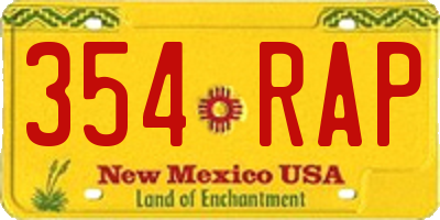 NM license plate 354RAP
