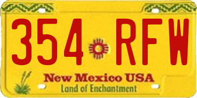 NM license plate 354RFW