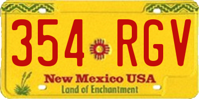 NM license plate 354RGV
