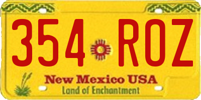 NM license plate 354ROZ