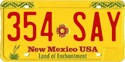 NM license plate 354SAY