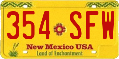 NM license plate 354SFW