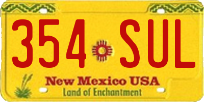 NM license plate 354SUL