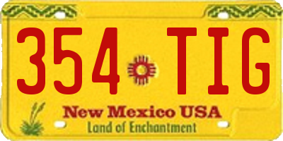 NM license plate 354TIG