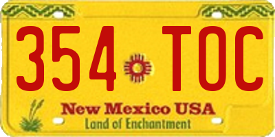 NM license plate 354TOC