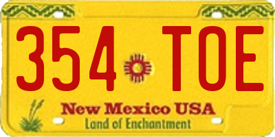 NM license plate 354TOE