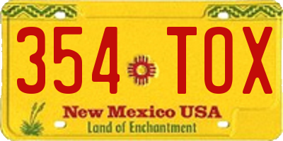 NM license plate 354TOX