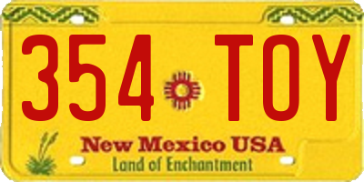 NM license plate 354TOY