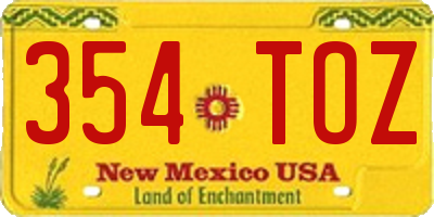 NM license plate 354TOZ