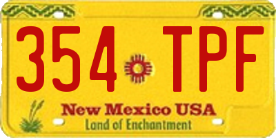 NM license plate 354TPF