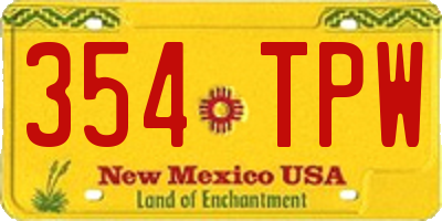 NM license plate 354TPW