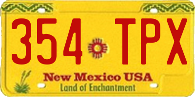 NM license plate 354TPX