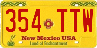 NM license plate 354TTW