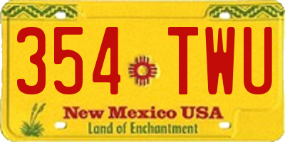 NM license plate 354TWU