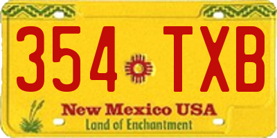NM license plate 354TXB